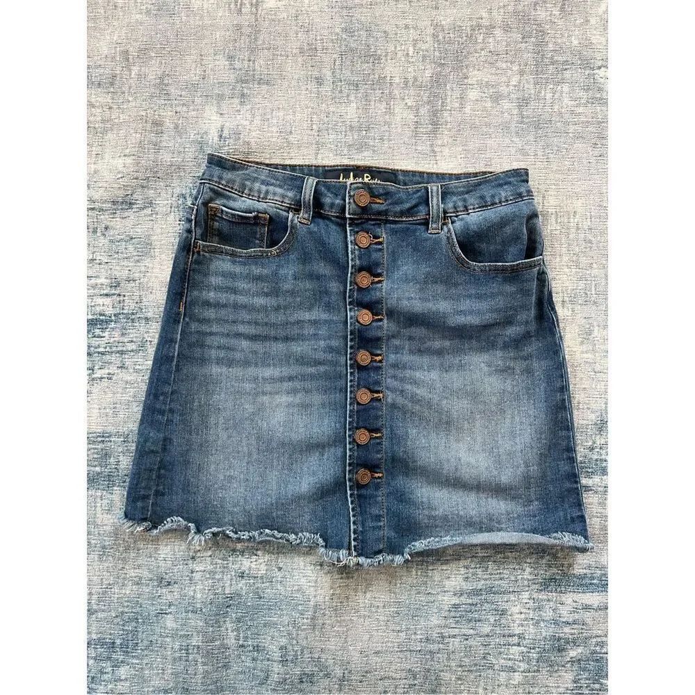 Indigo Rein Blue Denim Button Front Cut Off Skirt Size 3 / 25